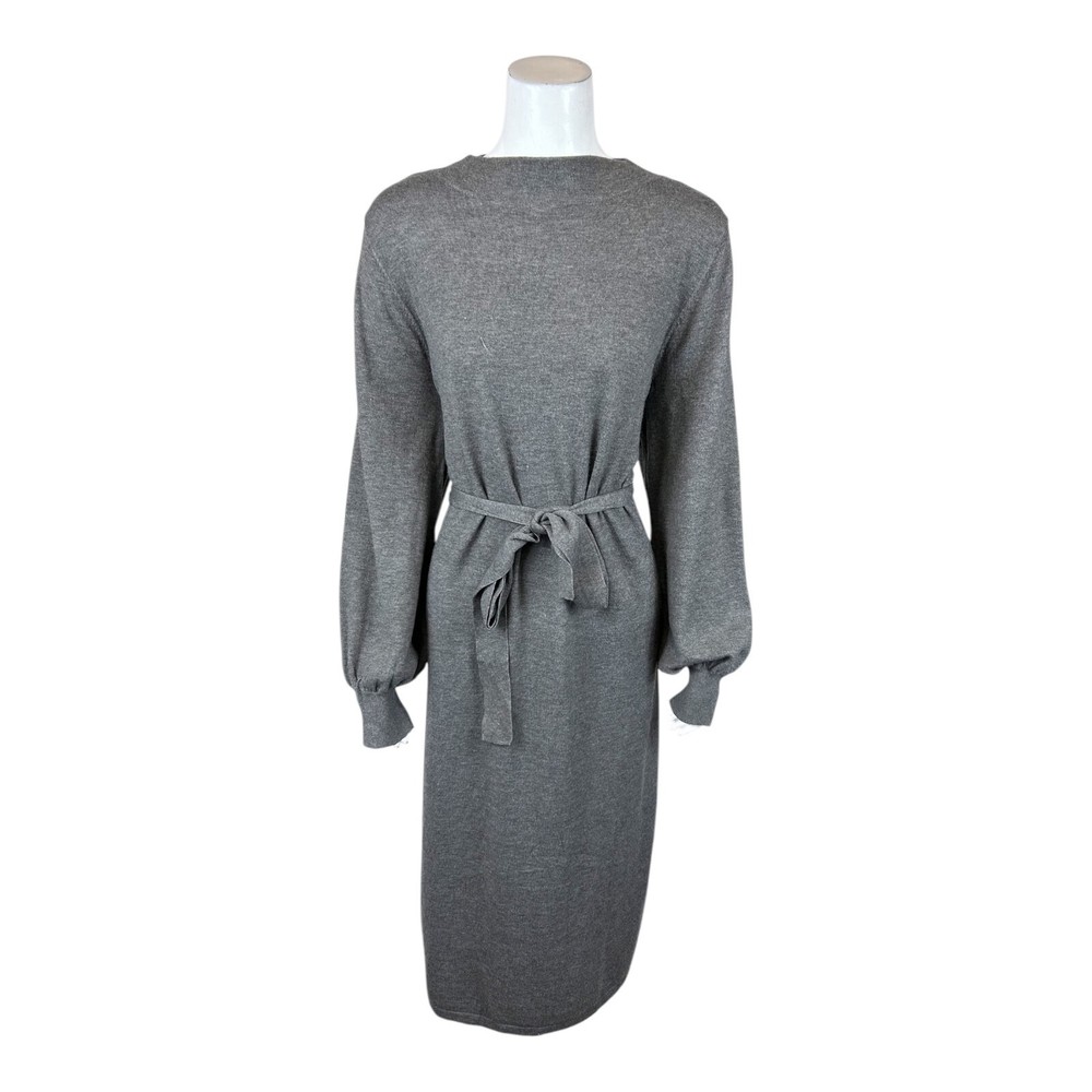 Girl With Curves Midi Regular Funnel Neck Sweater Dress Charcoal Large Size